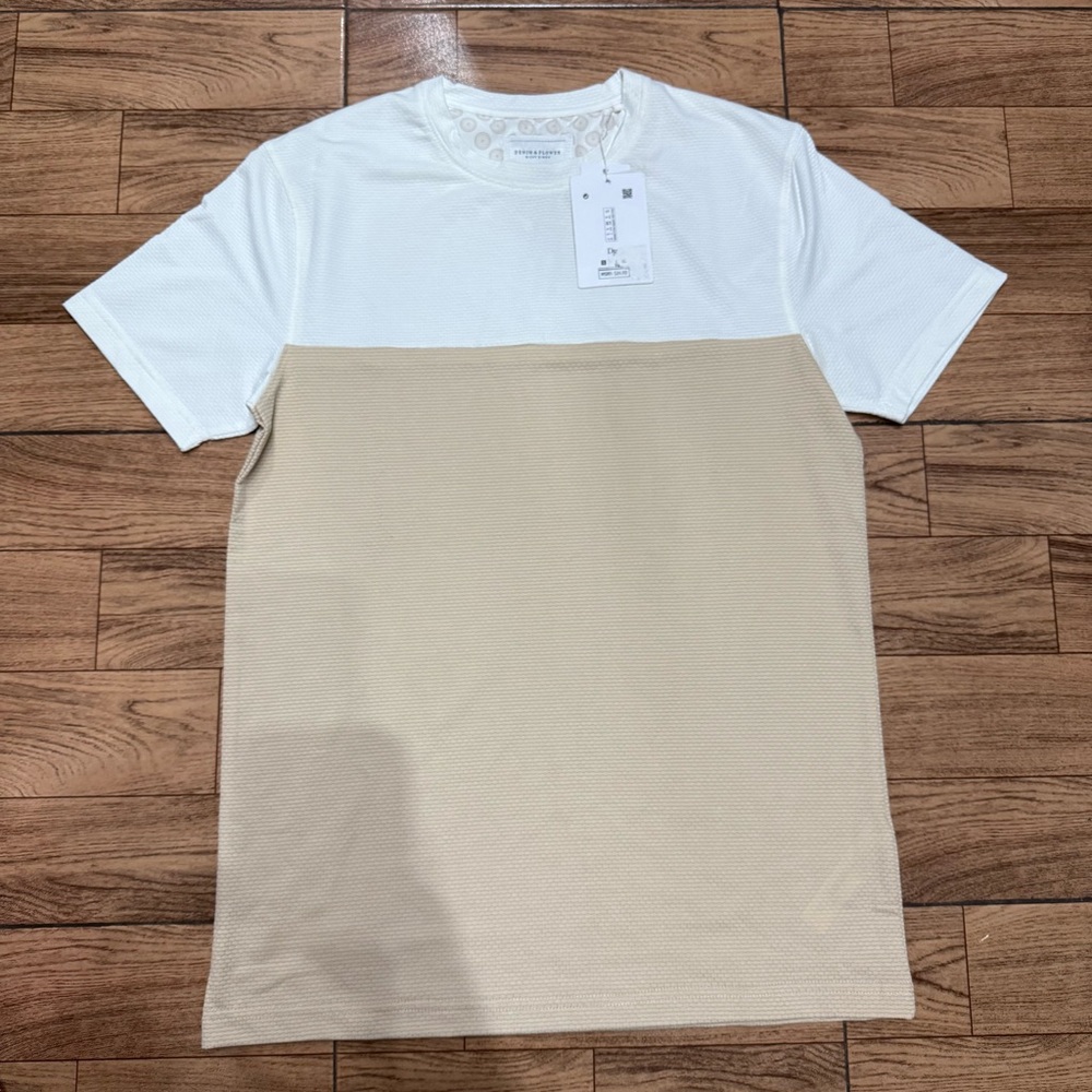 Denim & Flower White and Tan Short Sleeve Tee